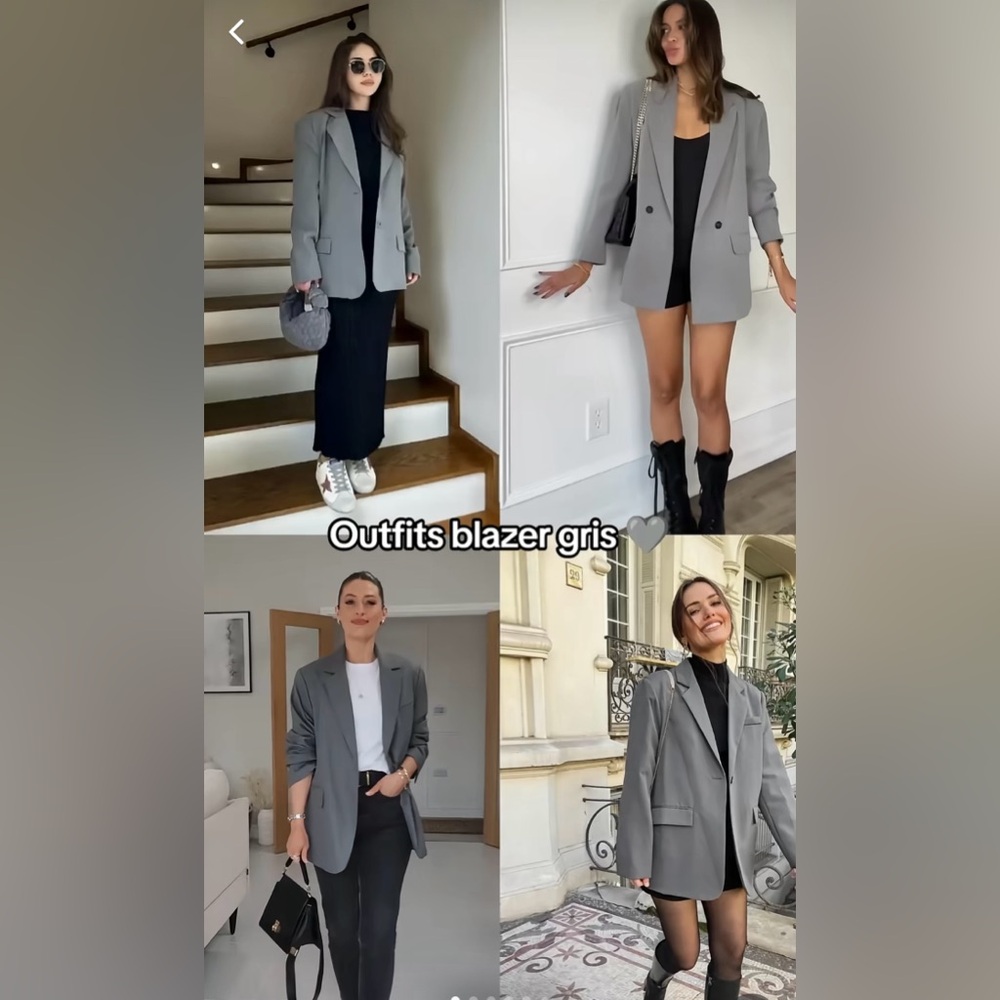 Oversized Elegant Women's Gray Blazer